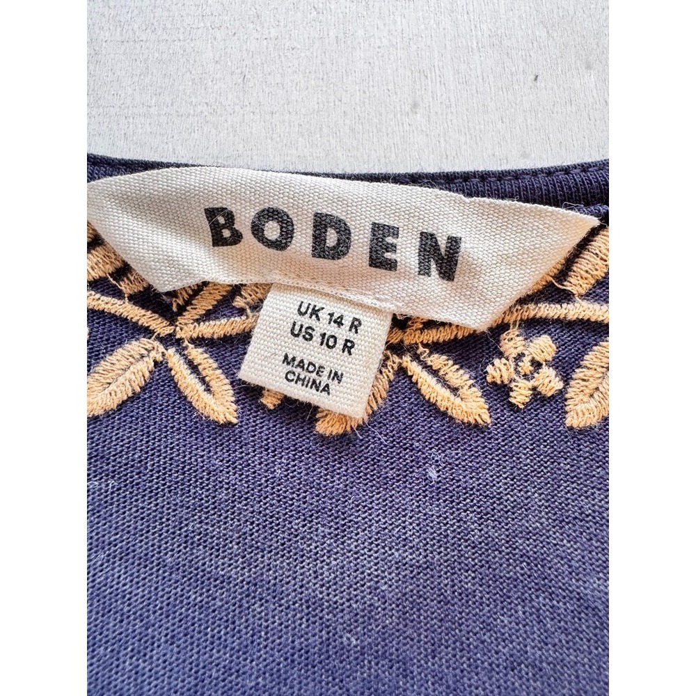 BODEN Embroidered Navy Blue Jersey Blouson Midi US 10 R - Picture 10 of 16